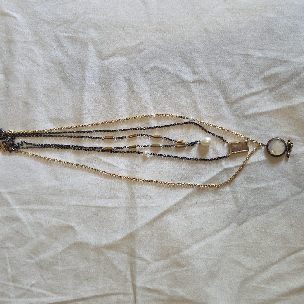Silpada... Layered Gold and Silver Necklace with Pearl Accent. 3 Neclaces In 1!!